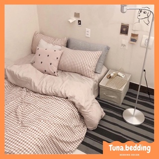 Bộ Vỏ Chăn Ga Gối - Hoạ Tiết Kẻ Caro Nâu Be - Chất Liệu Poly - Đủ Các Kích Thước (Không kèm ruột chăn, ruột gối)