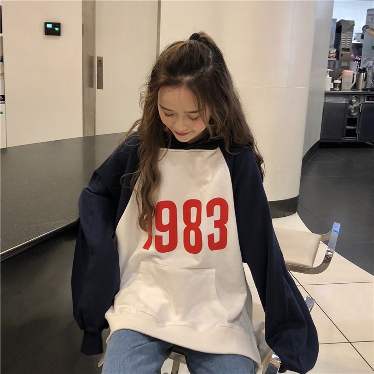 áo hoodie ulzzang hoodie nữ đẹp áo nỉ có mũ mỏng thu đông dài tay raglan form dáng rộng kiểu hàn quốc