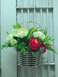 Giỏ mây cắm hoa treo tường decor quán-TâmKemDecor