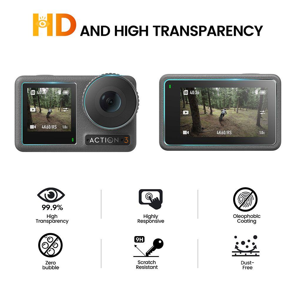 BTLIMER 2 Bộ 6 / 2 Miếng Film Dán Bảo Vệ Màn Hình Chống Trầy Dành Cho DJI Osmo Action 3