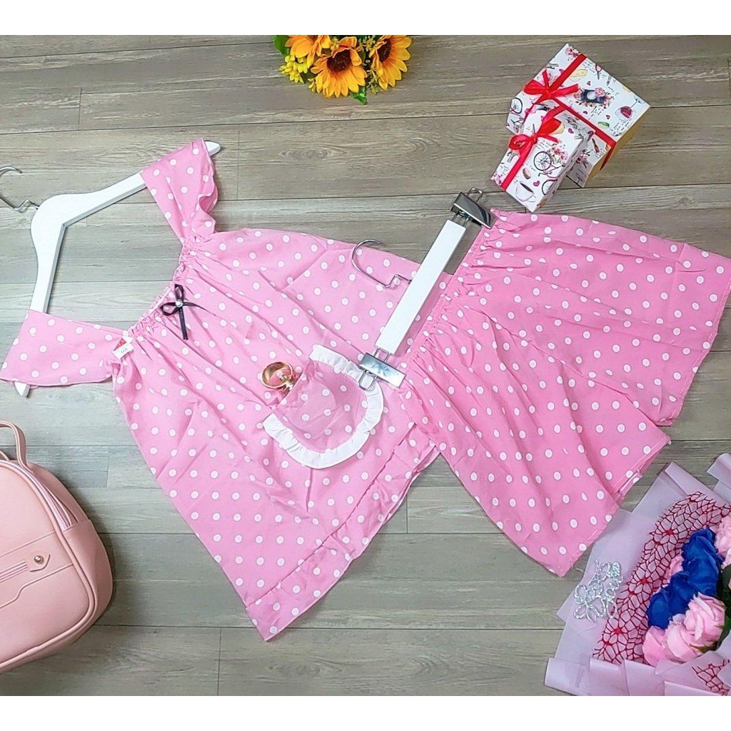 ❌ MẪU HOT❌❌ Đồ bộ đùi 2 dây chấm bi có túi , đồ bộ nữ mặc nhà xinh xắn , dễ thương chipchip90 M0097