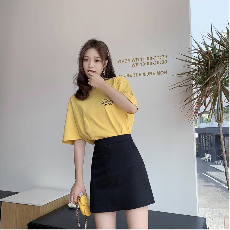 Chân váy chữ A midi dáng ngắn lưng cao có quần lót trong thời trang Ladya Store M088