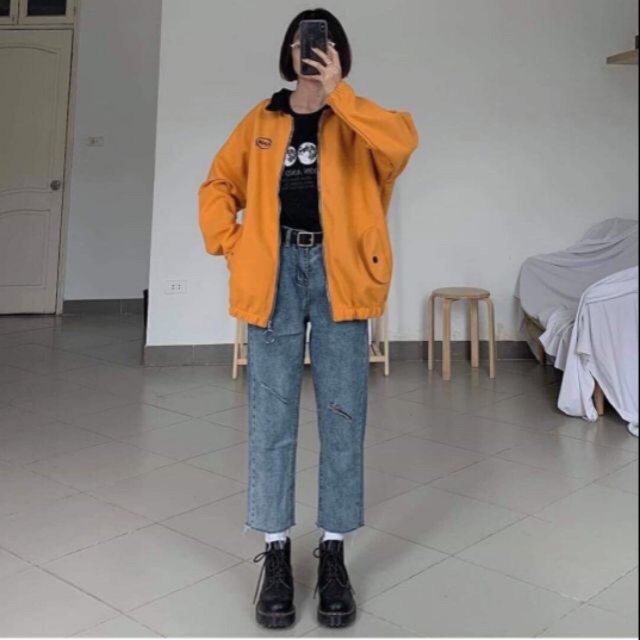 Quần baggy jeans rách xéo nữ kèm ảnh thật