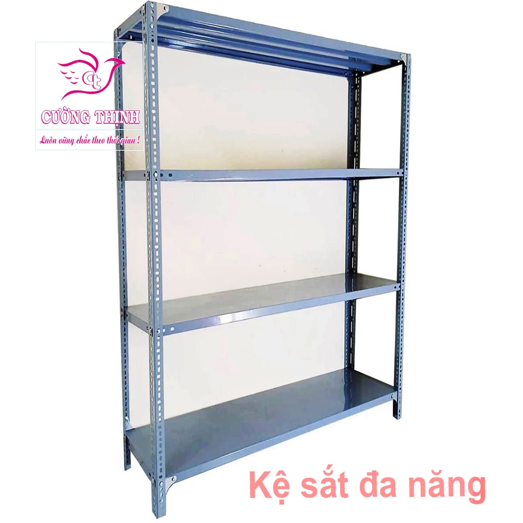 Kệ sắt đa năng 4 Tầng,  Cao 1m5  x Dài 1m2 x Rộng 30cm, Kệ sắt v lỗ, Kệ trưng bày