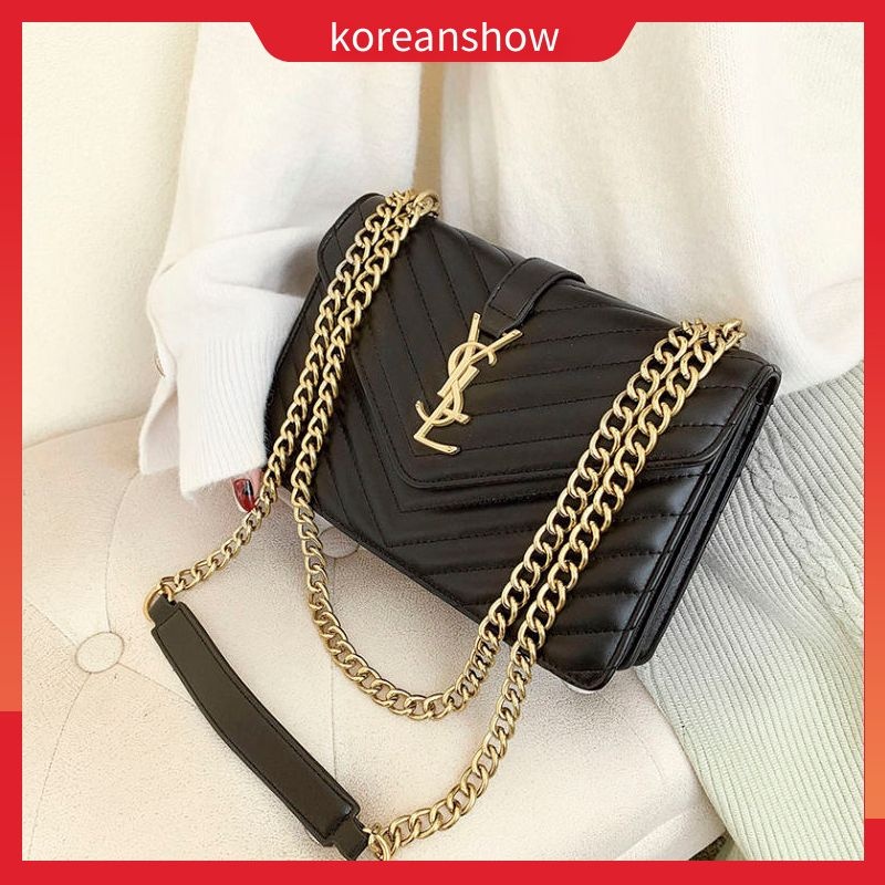 Túi Xách Da Đeo Vai Phối Dây Xích Kiểu Dáng Thời Trang Dành Cho Nữ