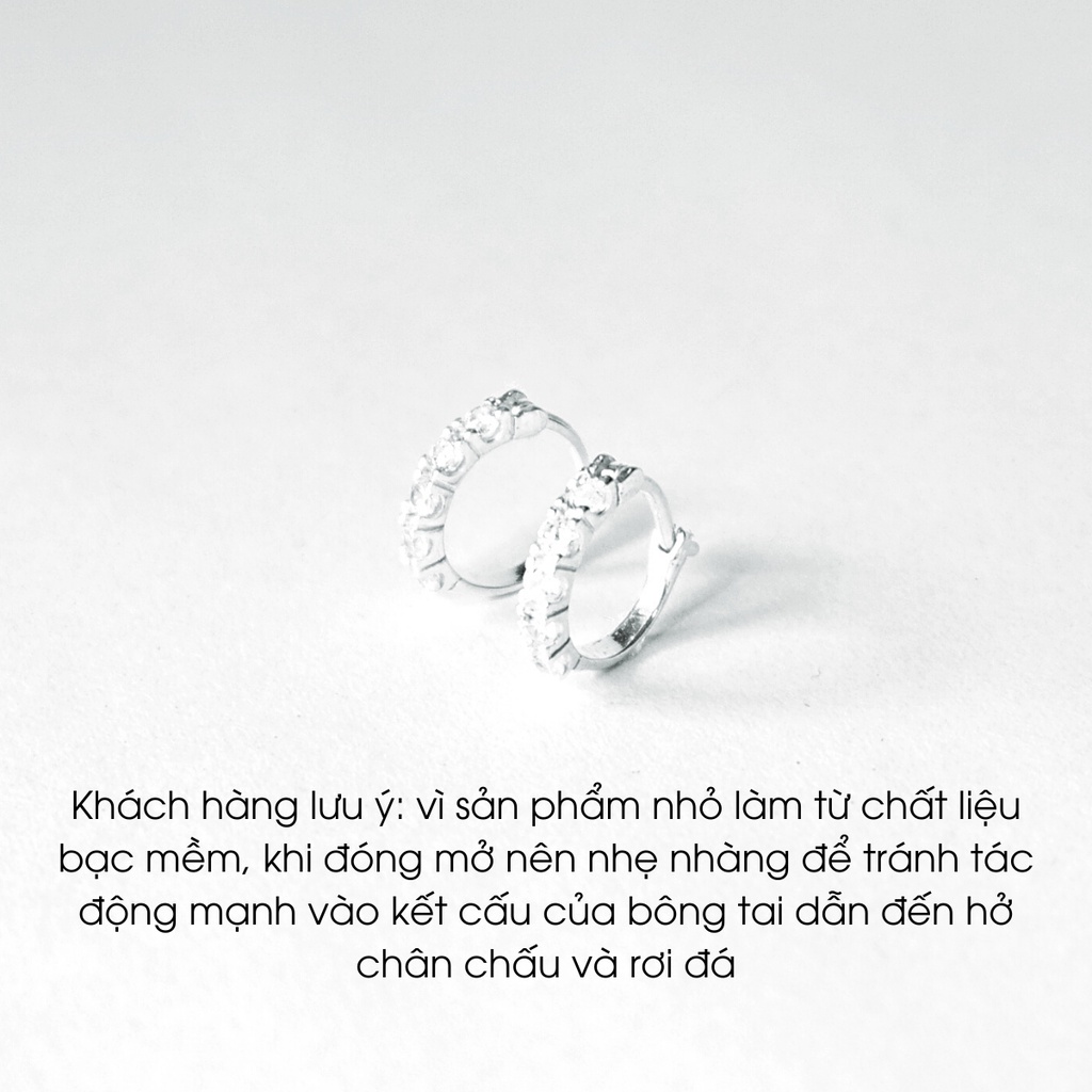 Khuyên tai bạc ATJ9087 thiết kế tròn sát tai đính đá bạc ta - ANTA Jewelry