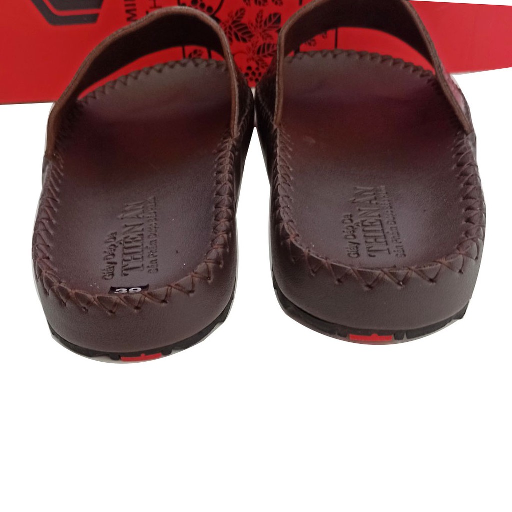 Dép da nam quai ngang da bò cao cấp D89 màu nâu thiết kế sang trọng thời trang đẳng cấp