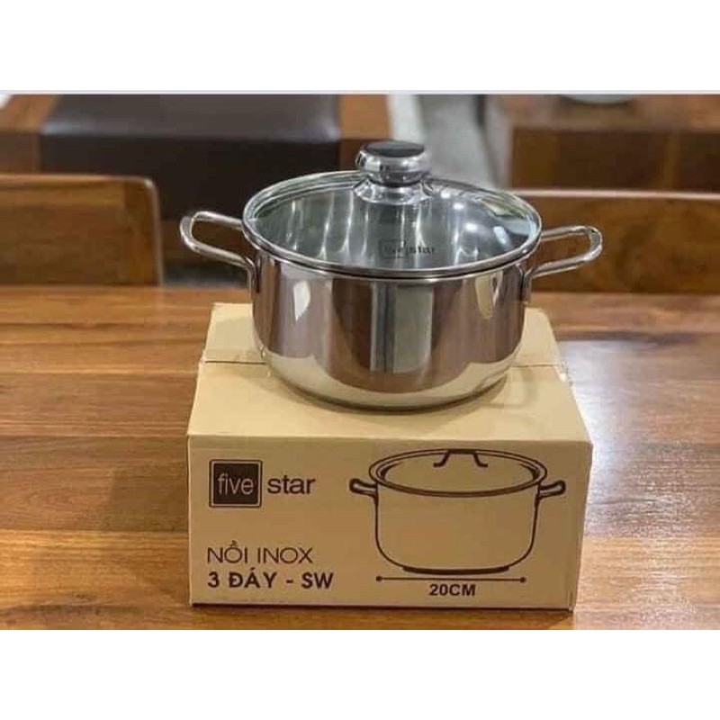 NỒI FIVESTAR 20cm inox 3 đáy đun bếp từ