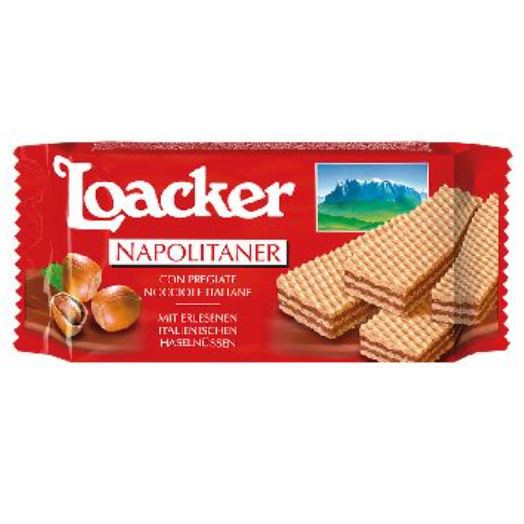 Bánh xốp Loacker các vị Classic Vani, Creamkakao, Napolitaner, Mill, Matcha, Dâu gói 45g