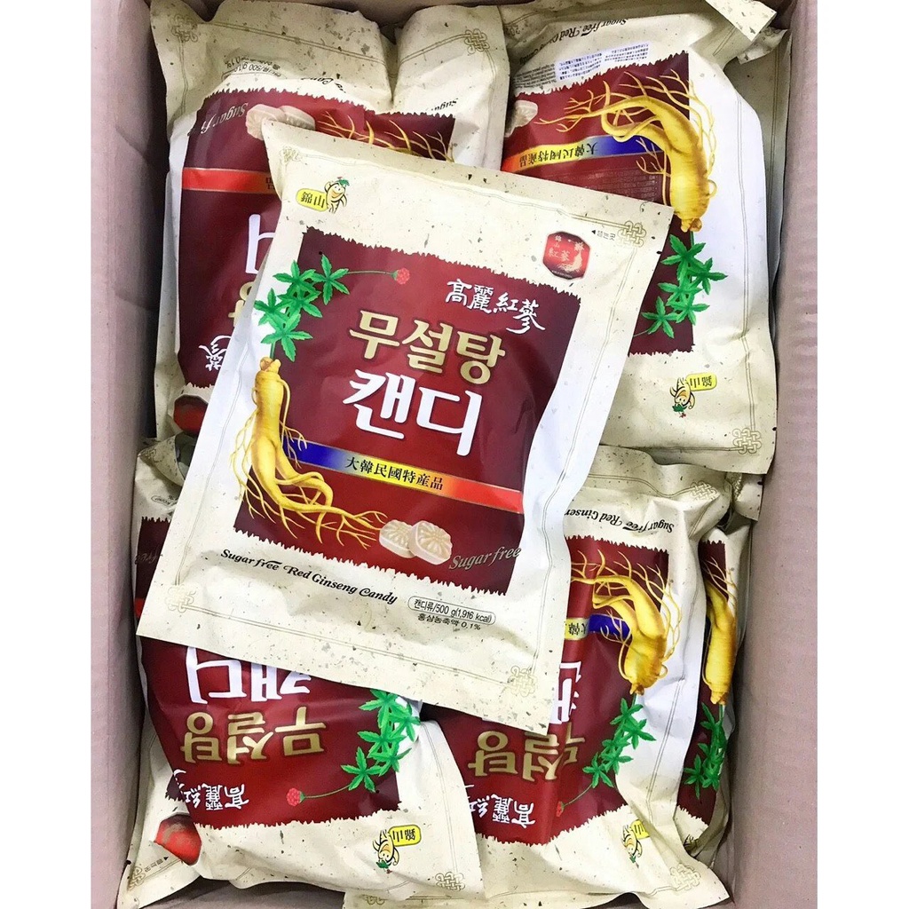 Kẹo hồng sâm Hàn Quốc Red Ginseng không đường Sugar free Candy dùng được cho người tiểu đường