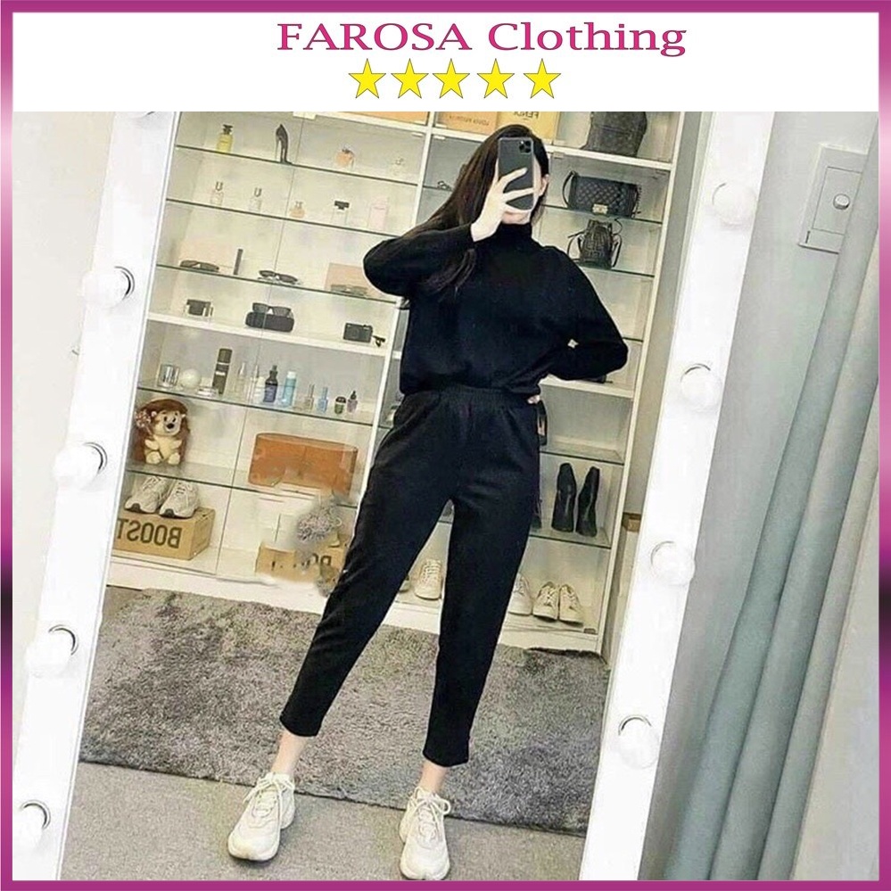 Quần baggy nữ FAROSA chất dạ cạp chun đính cúc đôi trẻ trung