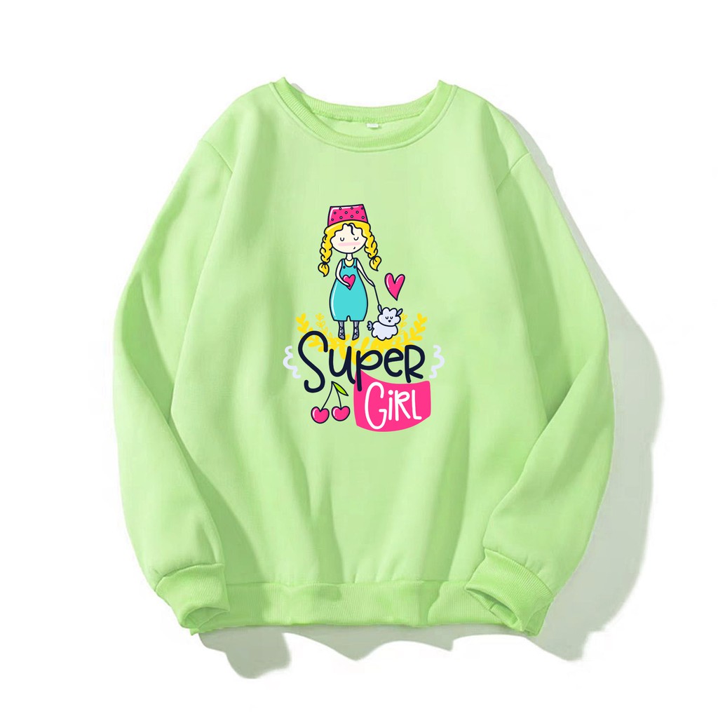 [FREESHIP_50K] Áo Sweater nữ in hình Super Girl dễ thương, kiểu hoodie chui đầu AnNgo  - DS101 | BigBuy360 - bigbuy360.vn