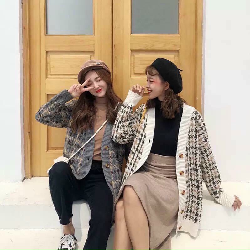 Áo len cardigan zic zac Hàn Quốc
