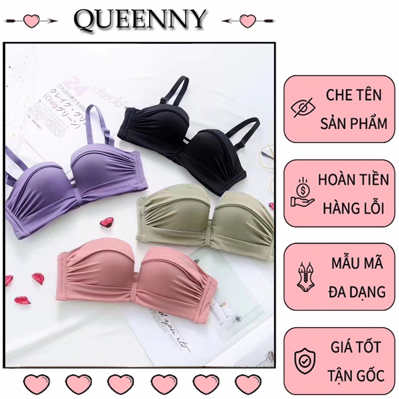 Áo lót nữ thời trang không gọng cúp ngang chữ V siêu nâng đẩy QUEENY SBCT05