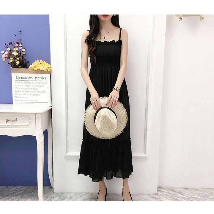 Đầm maxi voan hai dây dáng dài dễ thương