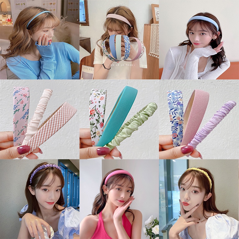 Set 3 băng đô vải hoa đính ngọc trai phong cách thời trang mùa hè cho nữ