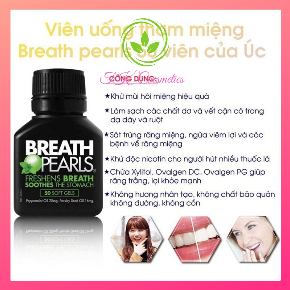 [CHÍNH HÃNG] Viên thơm miệng Breath Pears - Viên Uống Thơm Miệng Thảo Dược