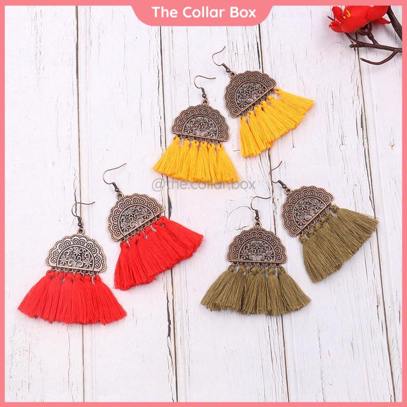 Hoa tai tua rua khyên tai boho nữ thời trang - Mã HT047