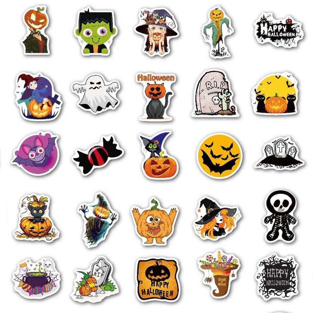 AUGUSTINA Nhãn Dán Trang Trí Cốc / Va Li Họa Tiết Halloween Độc Đáo