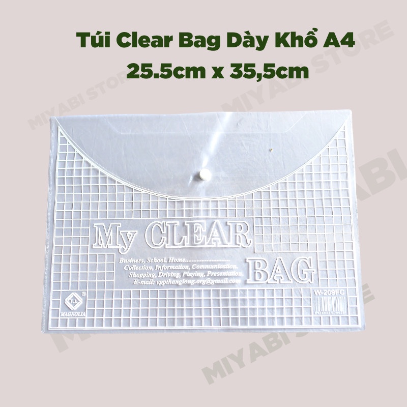 Combo 20 Túi đựng tài liệu văn phòng phẩm khổ F4 trong suốt - Túi clear bag trung - MIYABI Store