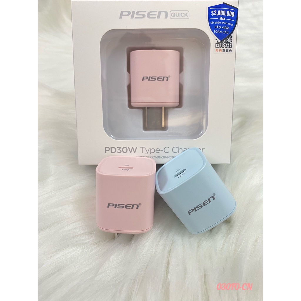 Sạc PISEN Quick ice Crystal PD30W, nhỏ gọn, sạc nhanh siêu mát, công suất sạc 30W- Hàng chính hãng, bảo hành 24 tháng