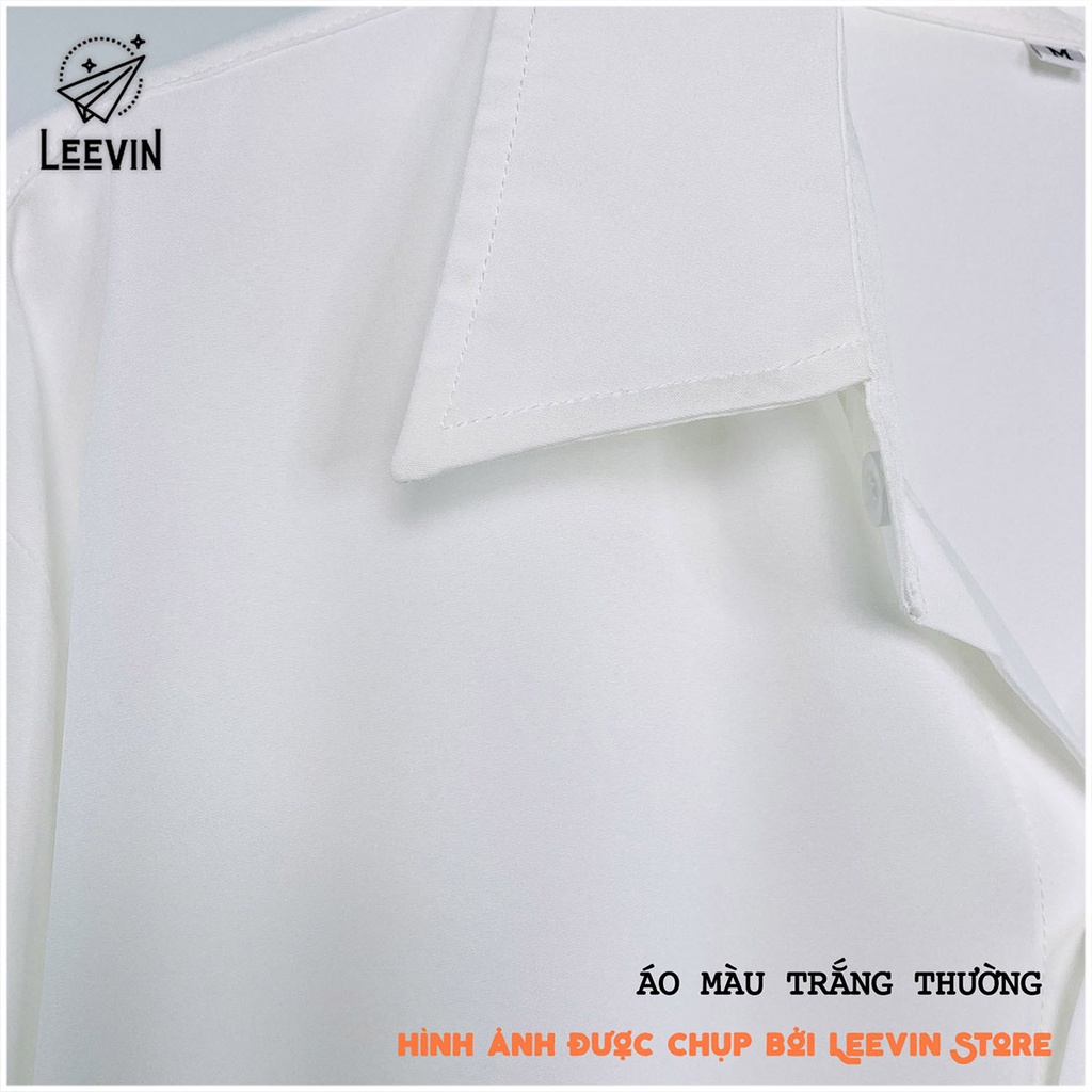 Mặc gì đẹp: Áo sơ mi nam nữ dài tay Unisex Basic TRƠN Form rộng màu trắng và đen Chất cotton lụa mịn mát Bigsize Leevin Store