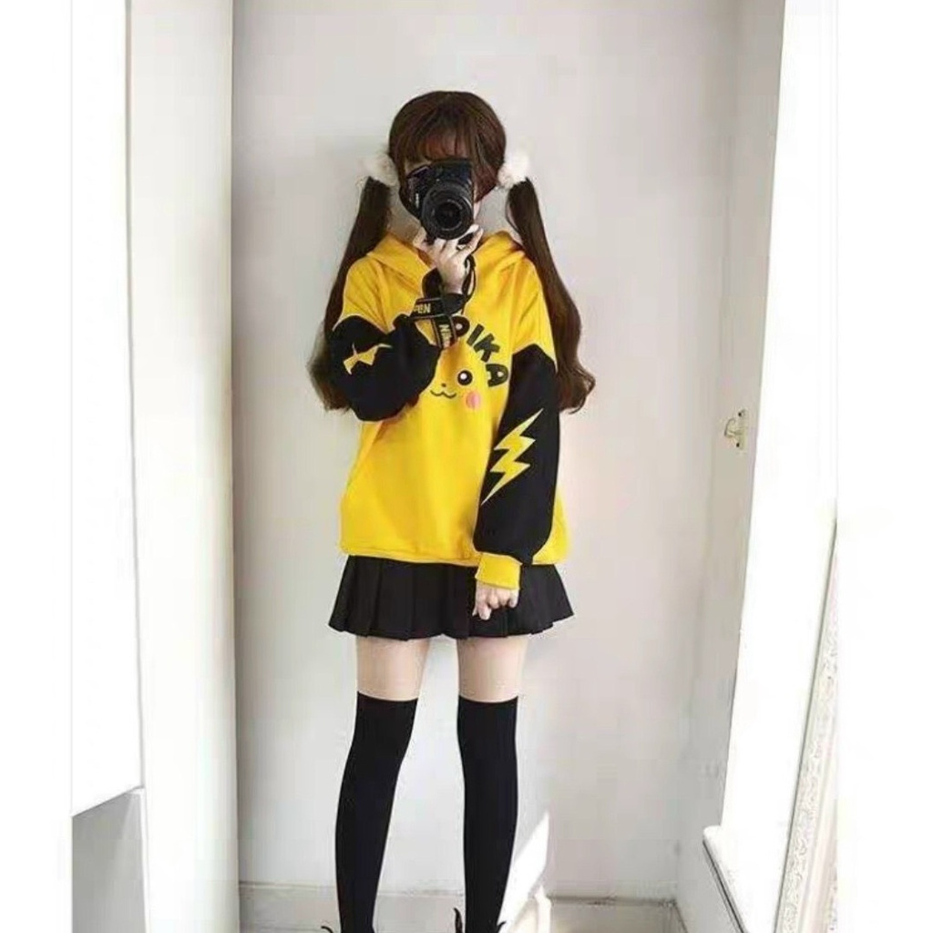 Áo Hoodie Nón Chui Trùm Đầu Nữ Nam Unisex Chất Vải Nỉ Poly Unisex Nam Nữ Pikapika WAH005