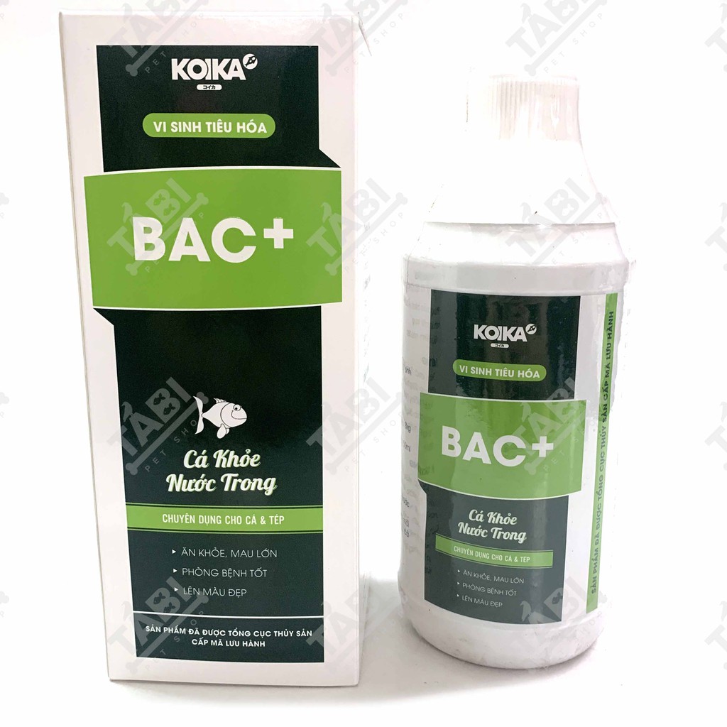 Chai 1000ML Men Vi Sinh Tiêu Hoá BAC+ KOIKA Cho Cá Khoẻ - Men Vi Sinh Hồ Cá Giúp Nước Trong, Ổn Định [BAC+ 1L]