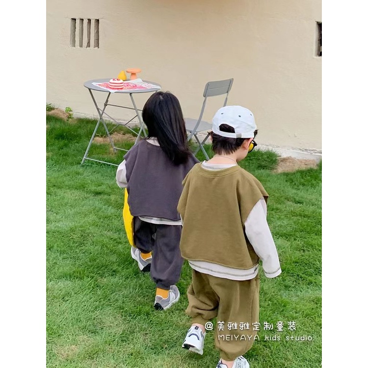 [Babycat] Hàng Có Sẵn Bộ Đồ Ba Món Áo Sweater Ba Món Phong Cách Harajuku Nhật Bản Hàn Quốc Thoải Mái Cho Trẻ Em