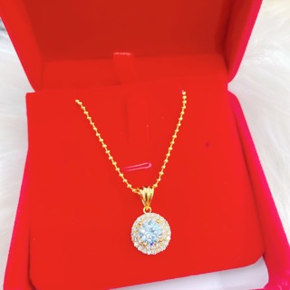 Dây chuyền bi mặt hột đá mạ vàng 18k