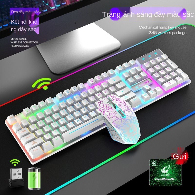 Bộ bàn phím và chuột sạc không dây Free Wolf điều khiển phát sáng máy tính để Cảm thấy xách tay đồ | BigBuy360 - bigbuy360.vn