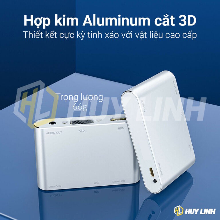 Bộ chuyển đổi to HDMI hoặc VGA có cổng tín hiệu âm thanh không cần cài đặt tiện lợi