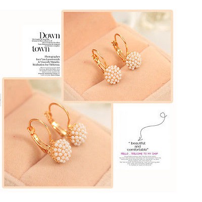 Hoa tai kim loại đính đá nhân tạo lấp lánh thời trang