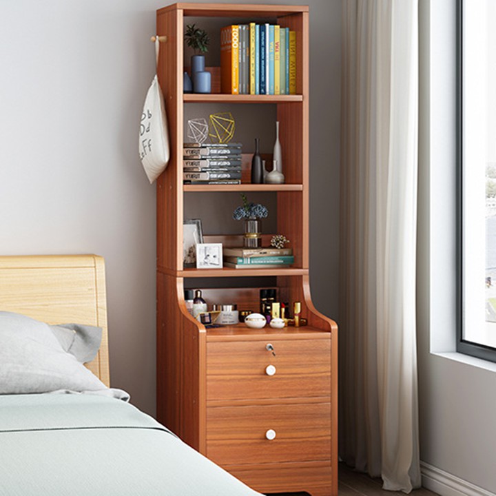 Tủ đầu giường kèm giá sách - Táp đầu giường có ngăn kéo khóa | BigBuy360 - bigbuy360.vn