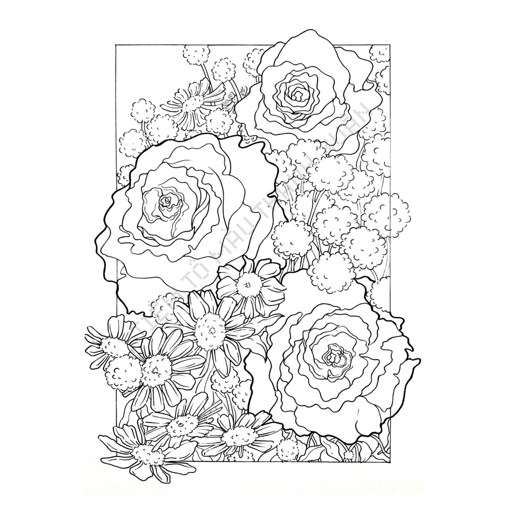 Set 7 Tờ Tranh Tô Màu Hoa Lá Tô Màu Sáp Màu Chì - Tiệm Tô Màu Thanh Xuân