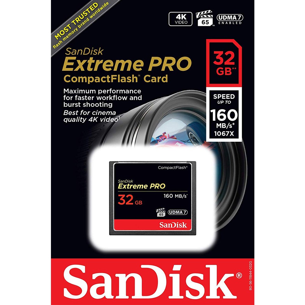 [Mã 156ELHA80K giảm 6% đơn 400K] Thẻ Nhớ CompactFlash (CF) SanDisk Extreme Pro 32GB 1067X SDCFXPS032GX46