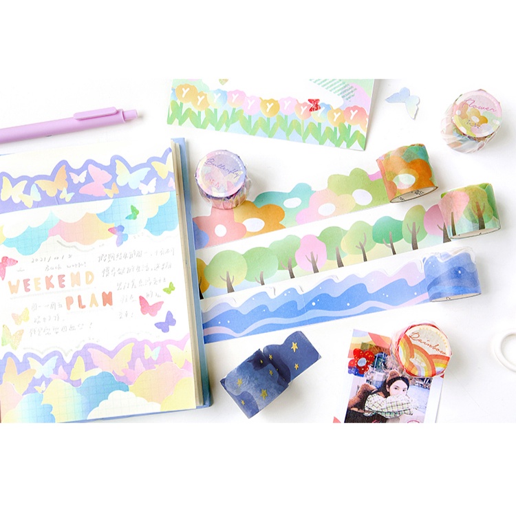 Washi Tape Cuộn Dễ Thương Dùng Trang Trí Sổ, Toploader, Hình - Hidair shop