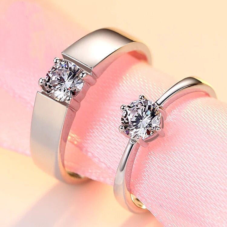 [NĐ-06] Nhẫn đôi Mẫu hoa văn Đính đá Bạc 925 Không phai màu Có thể điều chỉnh kích thước