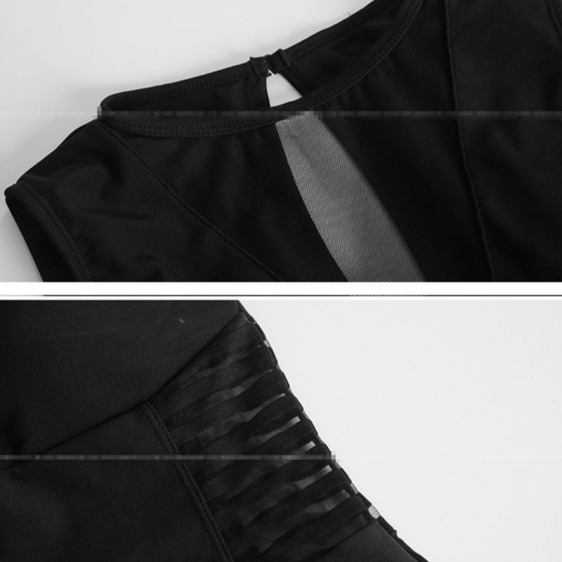 Bikini đi biển, đồ bơi nữ sát nách 1 mảnh liền thân tôn dáng đen lưới Nemo Bikini - B9