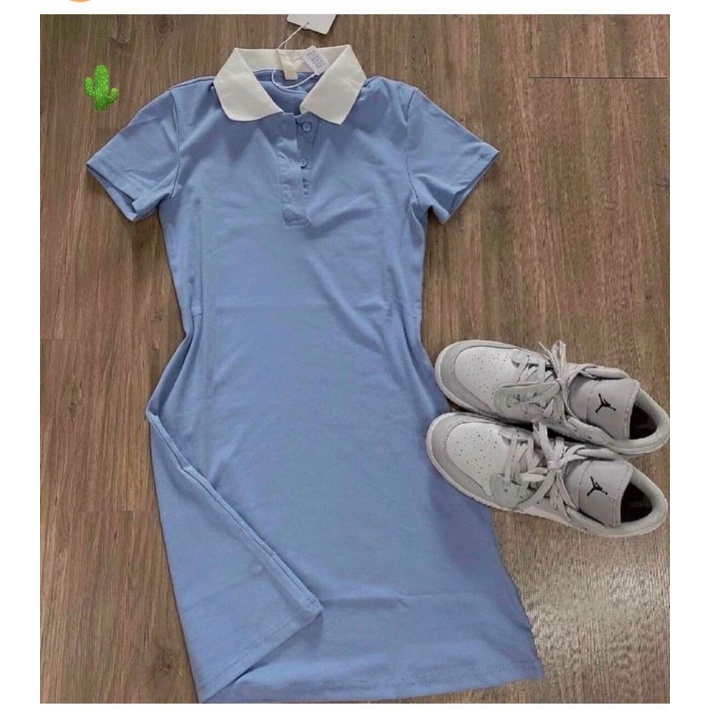 Đầm polo xanh