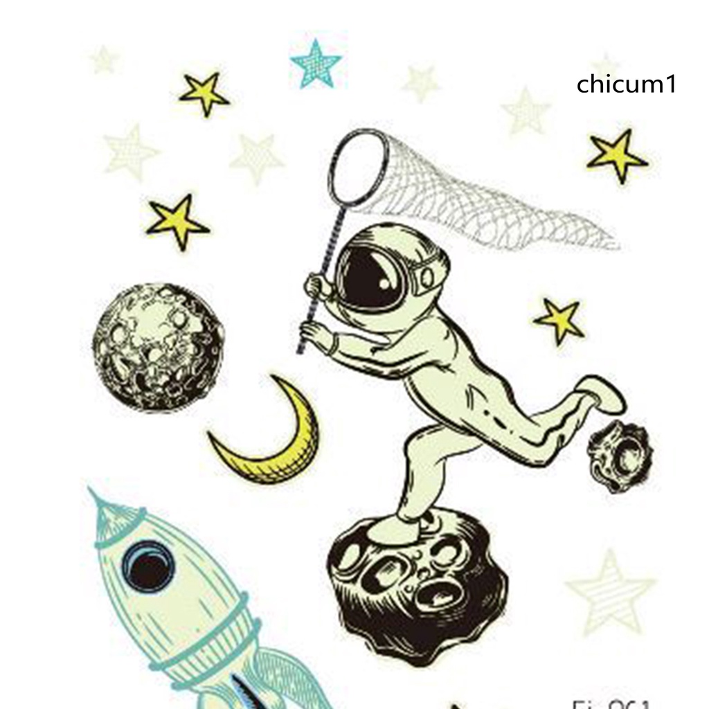 Miếng Dán Hình Xăm Tạm Thời Họa Tiết Hành Tinh/Hành Tinh/Hoạt Hình Màu Dạ Quang Chống Nước Cho Bé