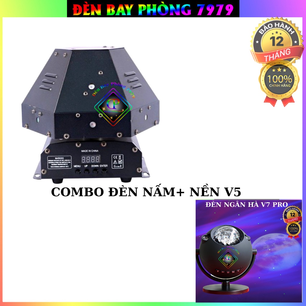 Đèn Laser Nấm 11 Mắt Cảm Biến Nhạc Hiệu Ứng Quét Tia Phủ Rộng Dùng Cho Sân Khấu Phòng Karaoke Phòng Bay..