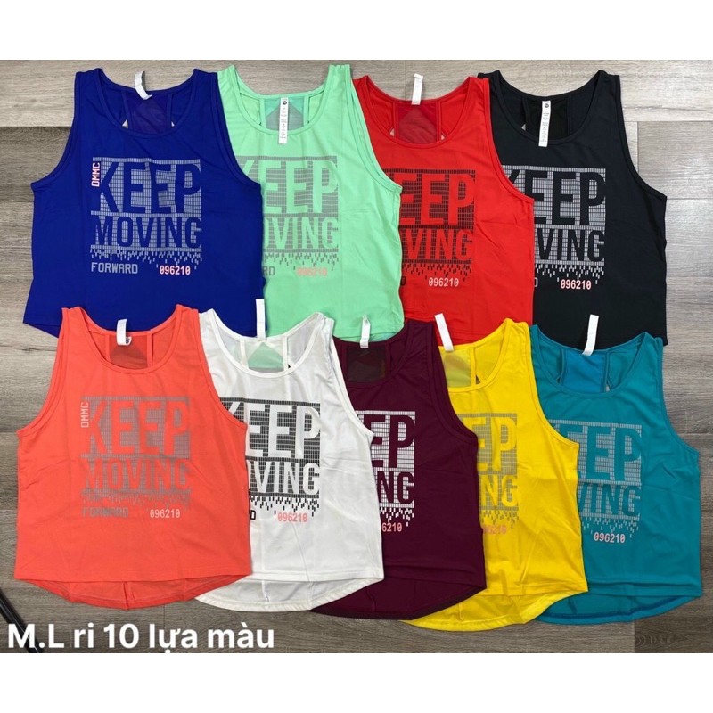 Áo thể thao tập gym yoga nữ - Áo tanktop phối lưới lưng Keep Moving