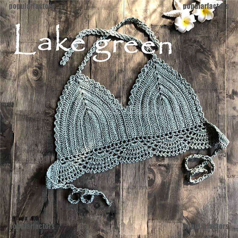 Áo Crop Top Nữ Dệt Kim Phong Cách Boho Cổ Yếm