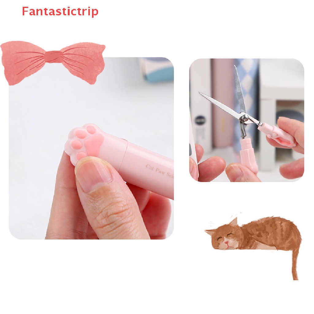 Kéo Cầm Tay Mini Bằng Thép Không Gỉ Hình Chân Mèo Dễ Thương