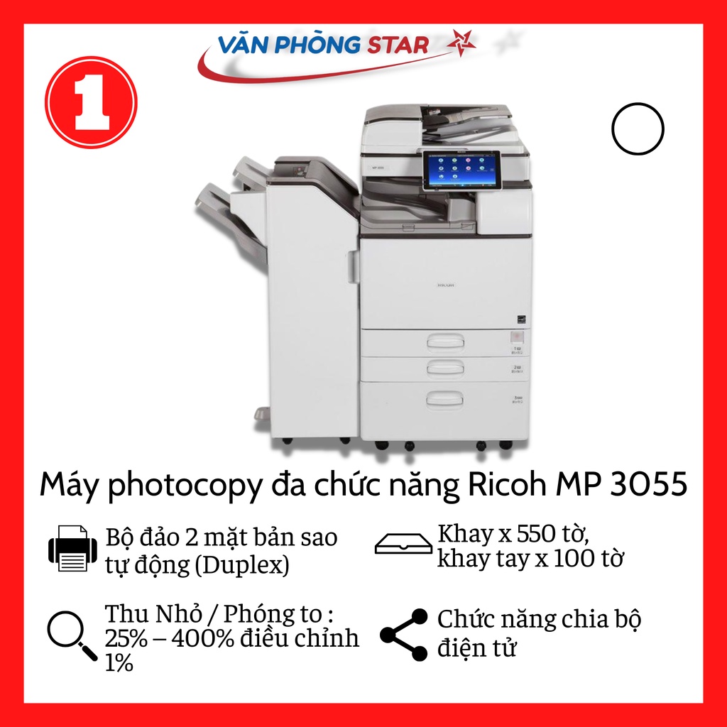 Máy photocopy đa chức năng đen trắng Ricoh MP 3055 Chính hãng bảo hành toàn quốc