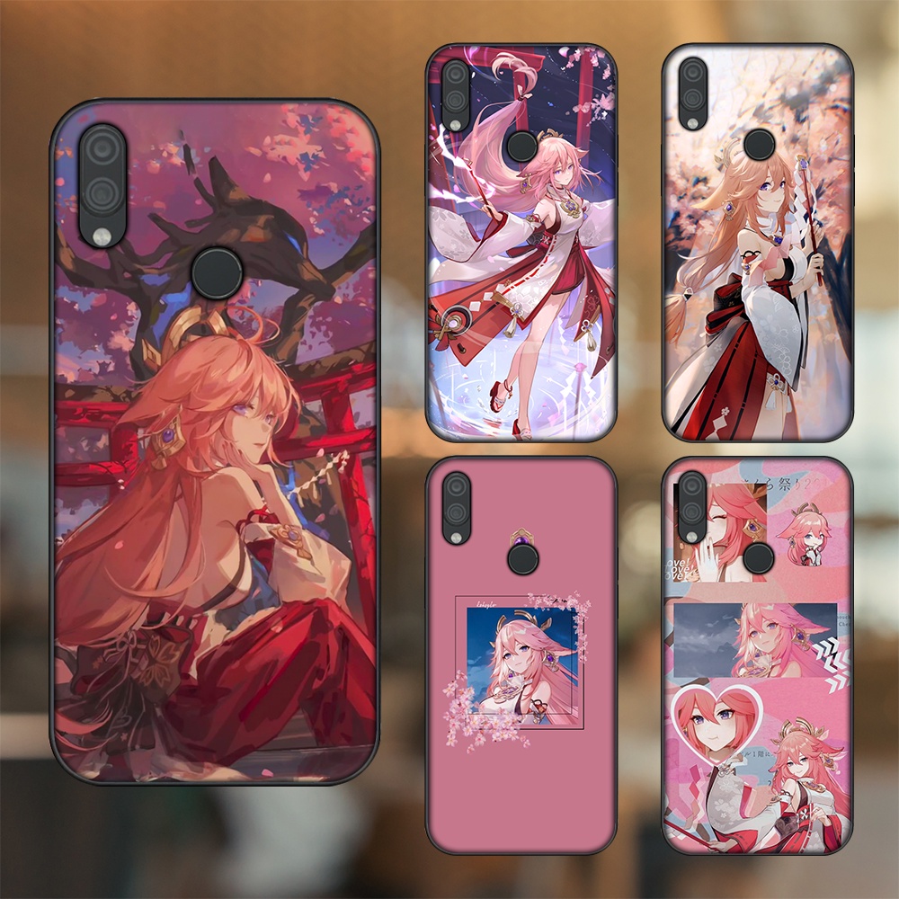 Ốp lưng Xiaomi Redmi Note 7, Note 7 Pro viền đen in hình Yae Miko Genshin Impact
