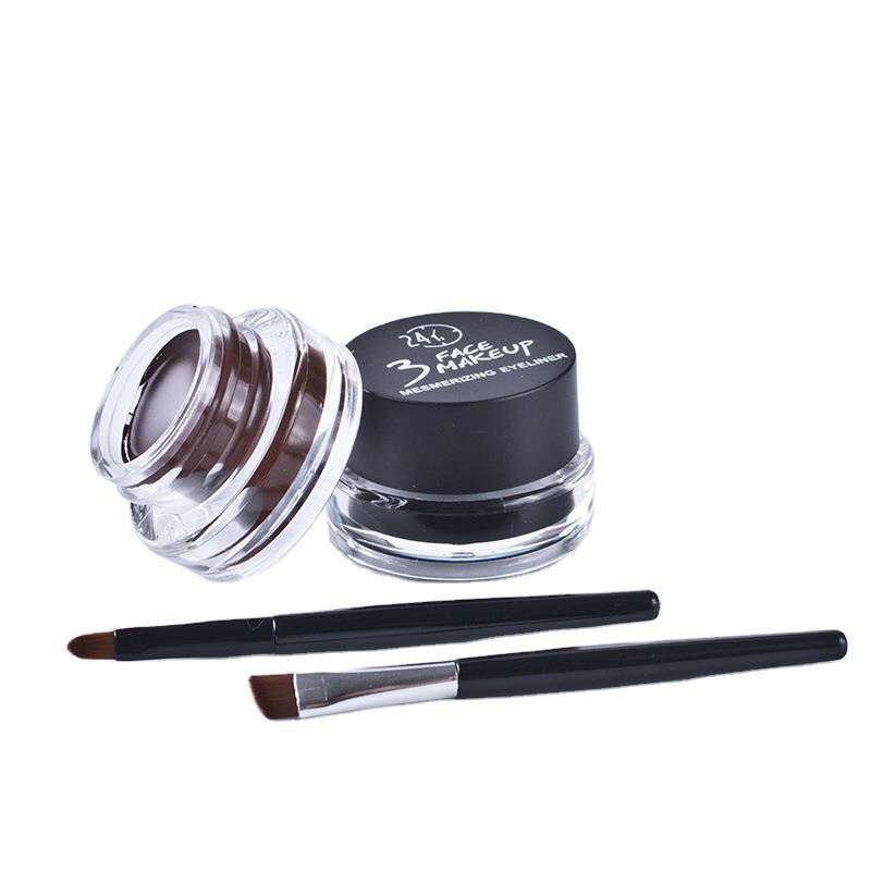 Hộp 2 mầu gel vẽ mắt + vẽ chân mày đen và nâu tặng kem chổi vẽ eyeliner 3 FACE MAEKUP 24H | BigBuy360 - bigbuy360.vn