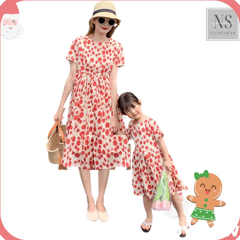 Váy đôi mẹ và bé gái baby doll xòe dễ thương cho hai mẹ con