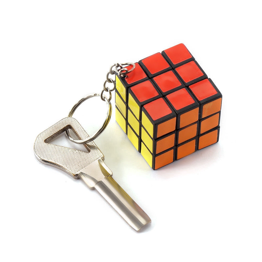 Móc khóa mặt hình khối Cube đồ chơi 3cm tiện lợi
